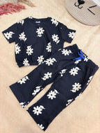 Black Daisy Crop Top & Bootcut Set