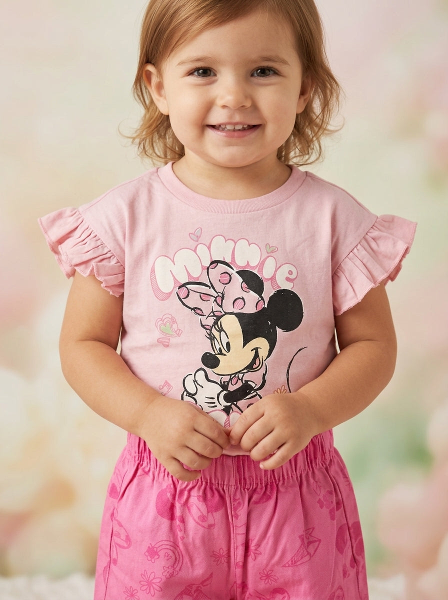 Baby Girl Minnie Mouse Pink Shorts Set