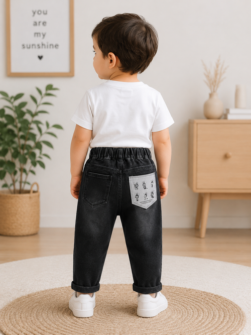 Black Rugged Denim Jeans