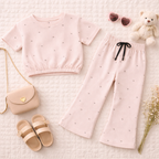 Girls Unicorn Rainbow Print Crop Top & Bootcut Pants Co-ord Set