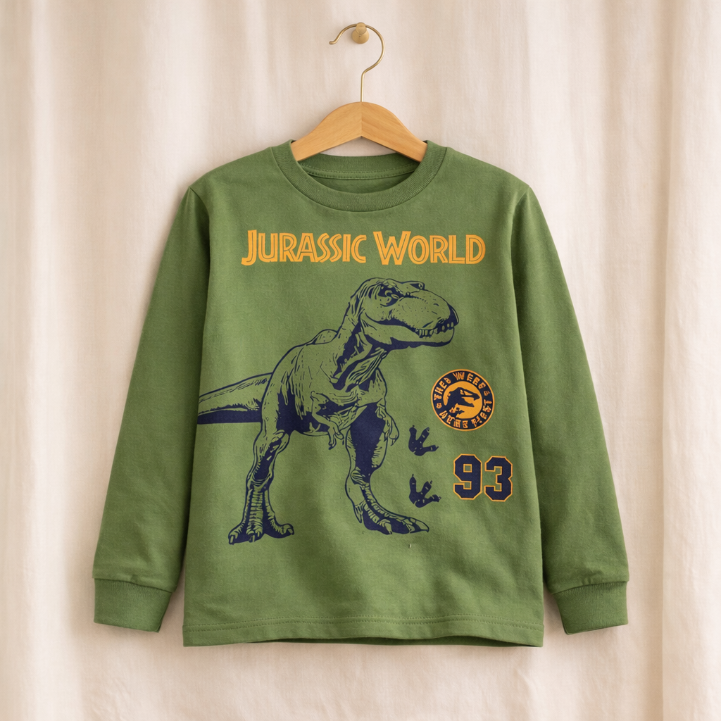 Jurassic Dinosaur Print Full Sleeve T-Shirt