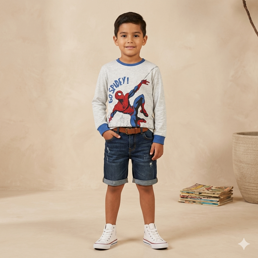 Spiderman Print Full Sleeve T-Shirt