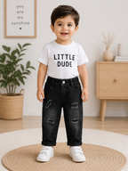 Black Rugged Denim Jeans