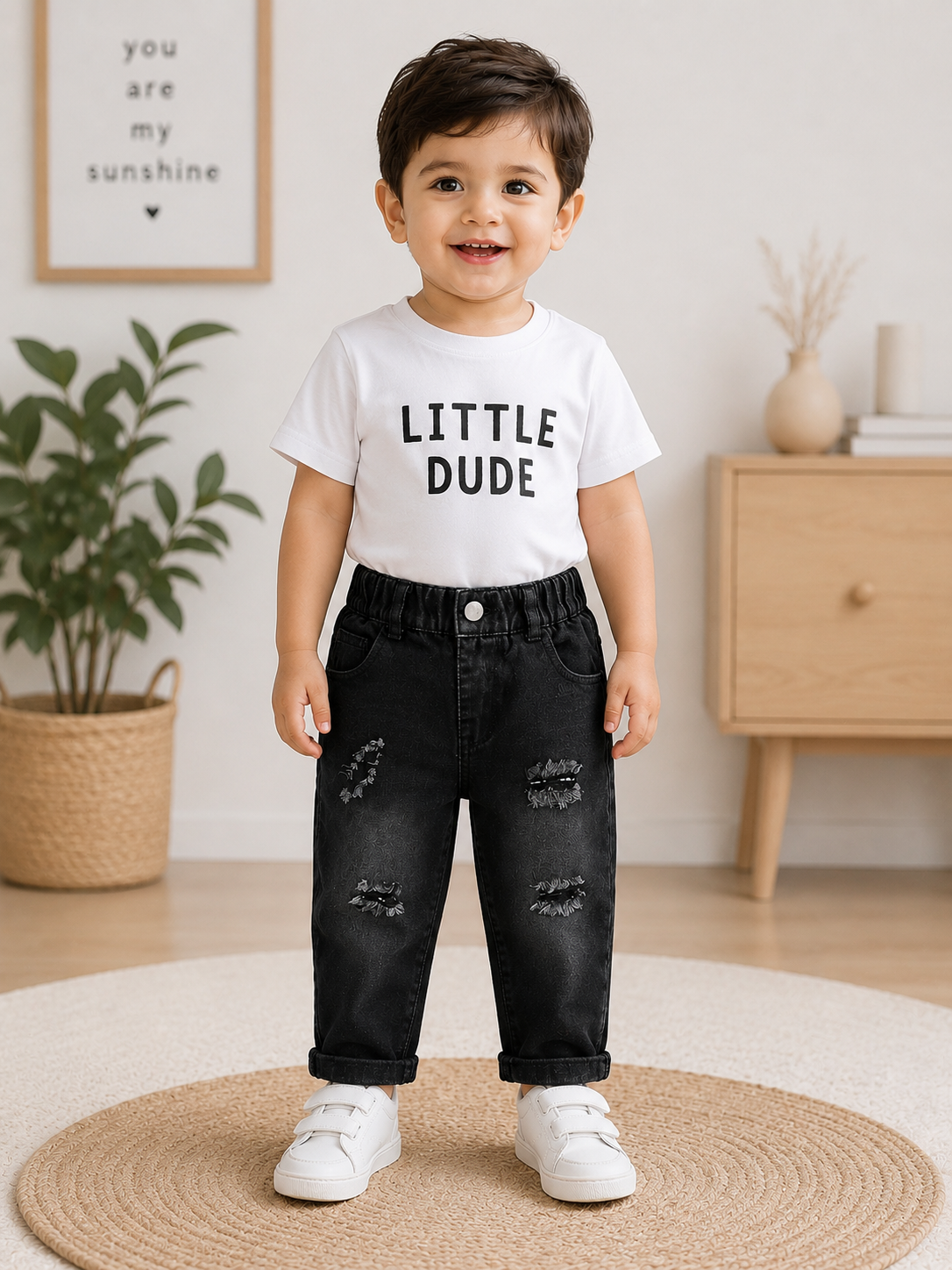 Black Rugged Denim Jeans