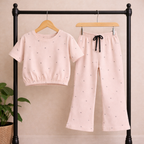 Girls Unicorn Rainbow Print Crop Top & Bootcut Pants Co-ord Set