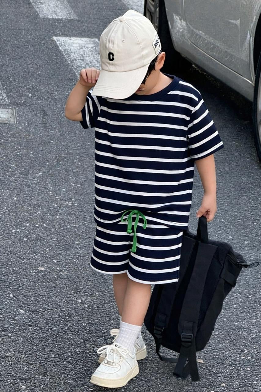 Babyhug Navy Striped Summer Co-ord Set