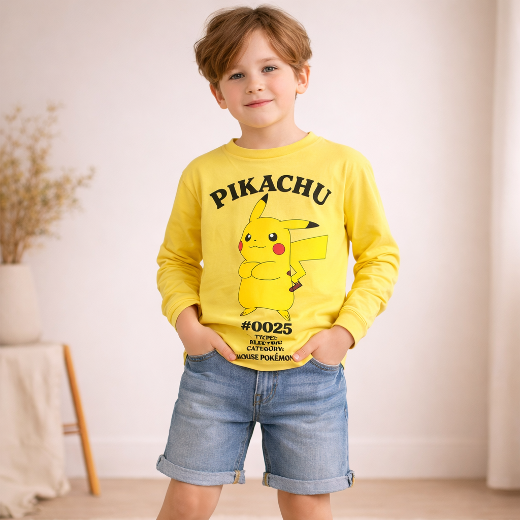 Pikachu Print Full Sleeve T-Shirt