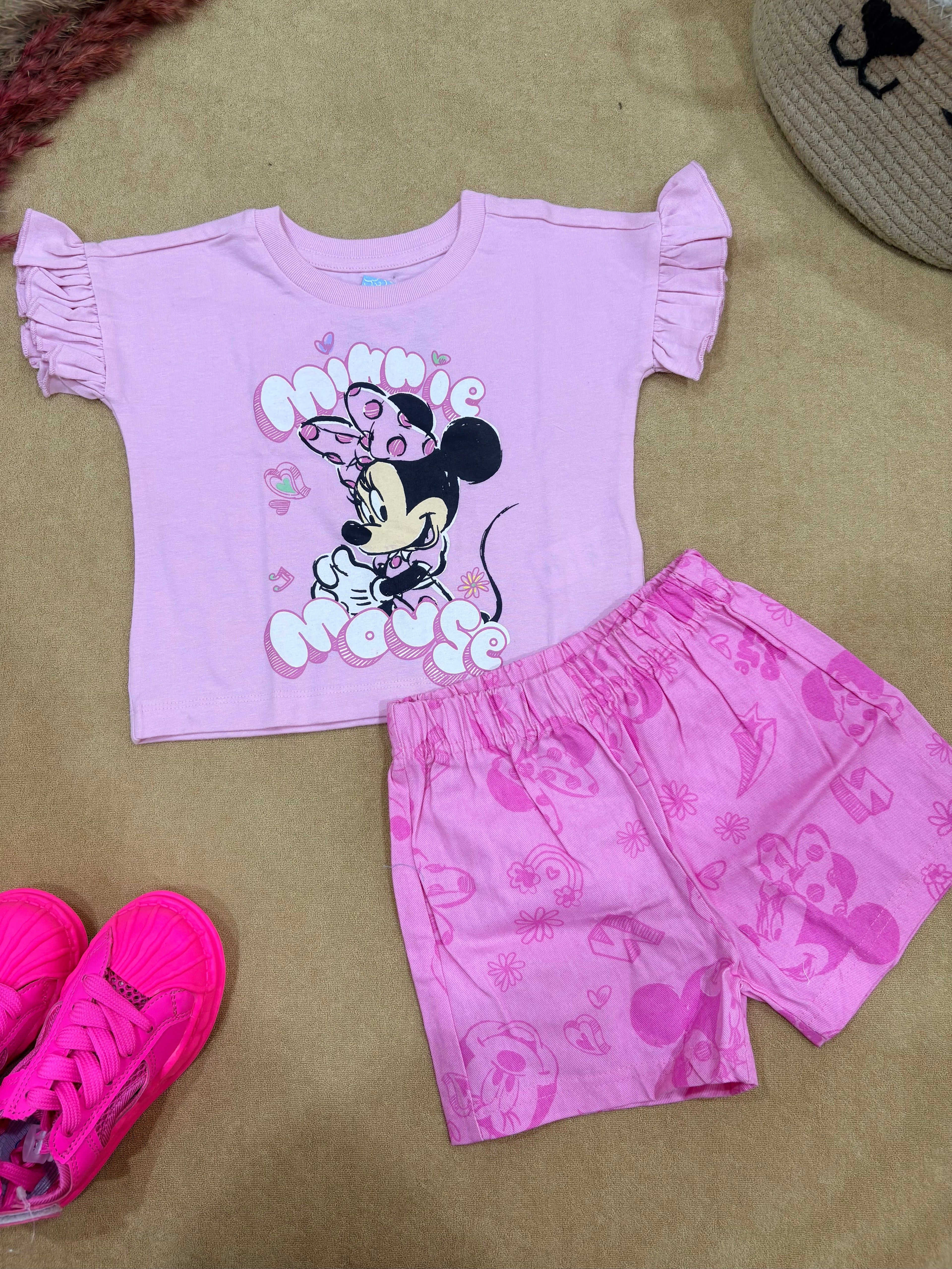 Baby Girl Minnie Mouse Pink Shorts Set