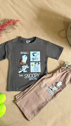 Charcoal Snoopy Wide Leg Co-ord Set