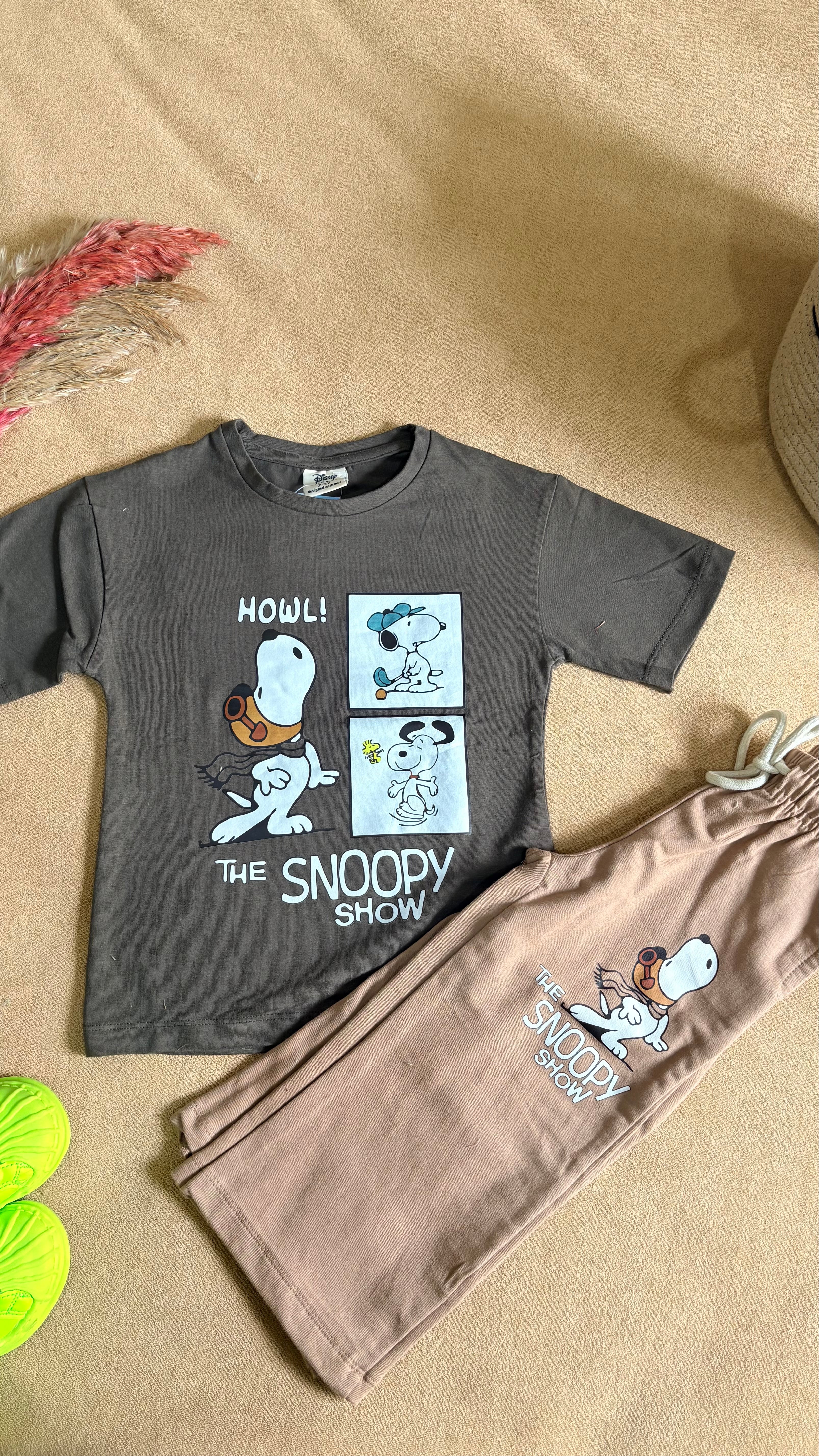 Charcoal Snoopy Wide Leg Co-ord Set