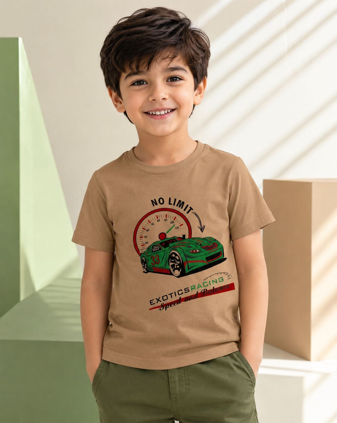 Limit On Racing Car Boys Cotton T-Shirt