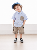 Boys Sky Blue Shirt & Cargo Shorts Set