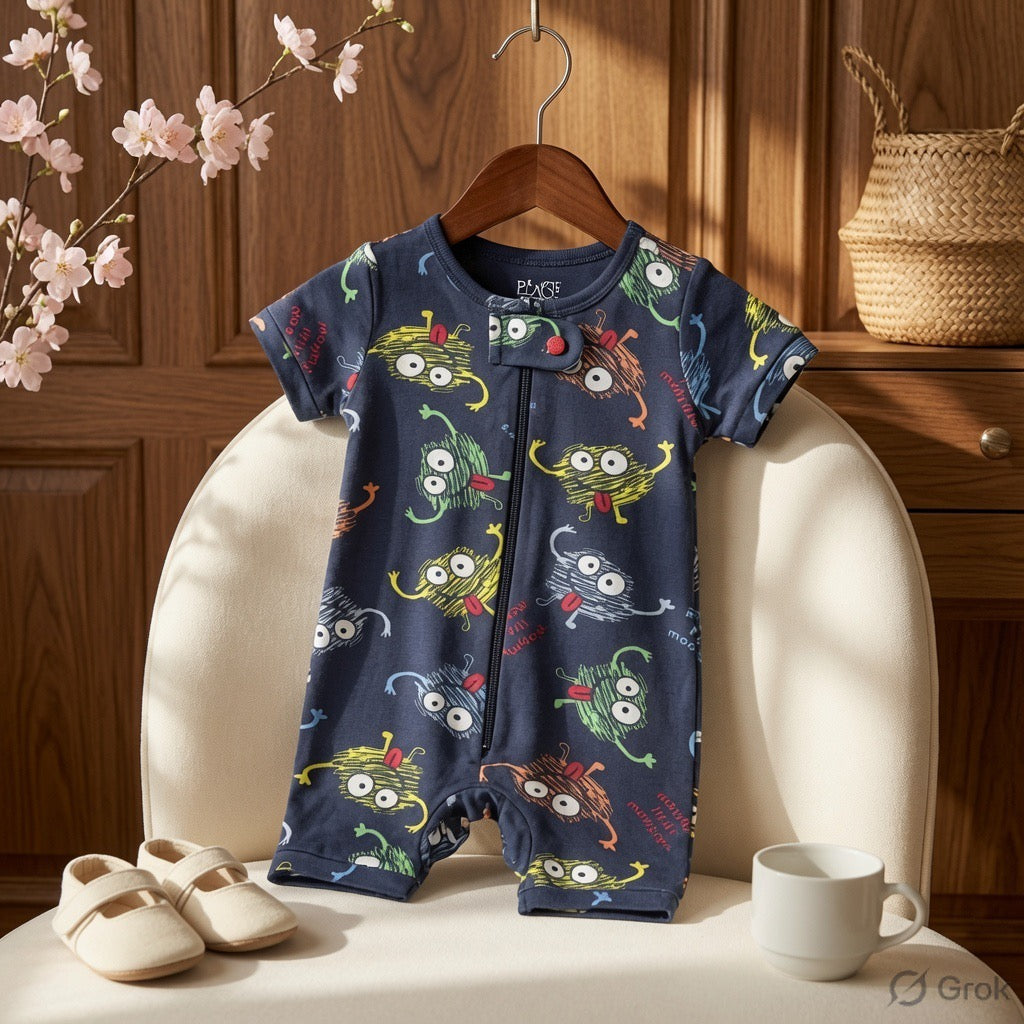 Monster Print Baby Jumpsuit