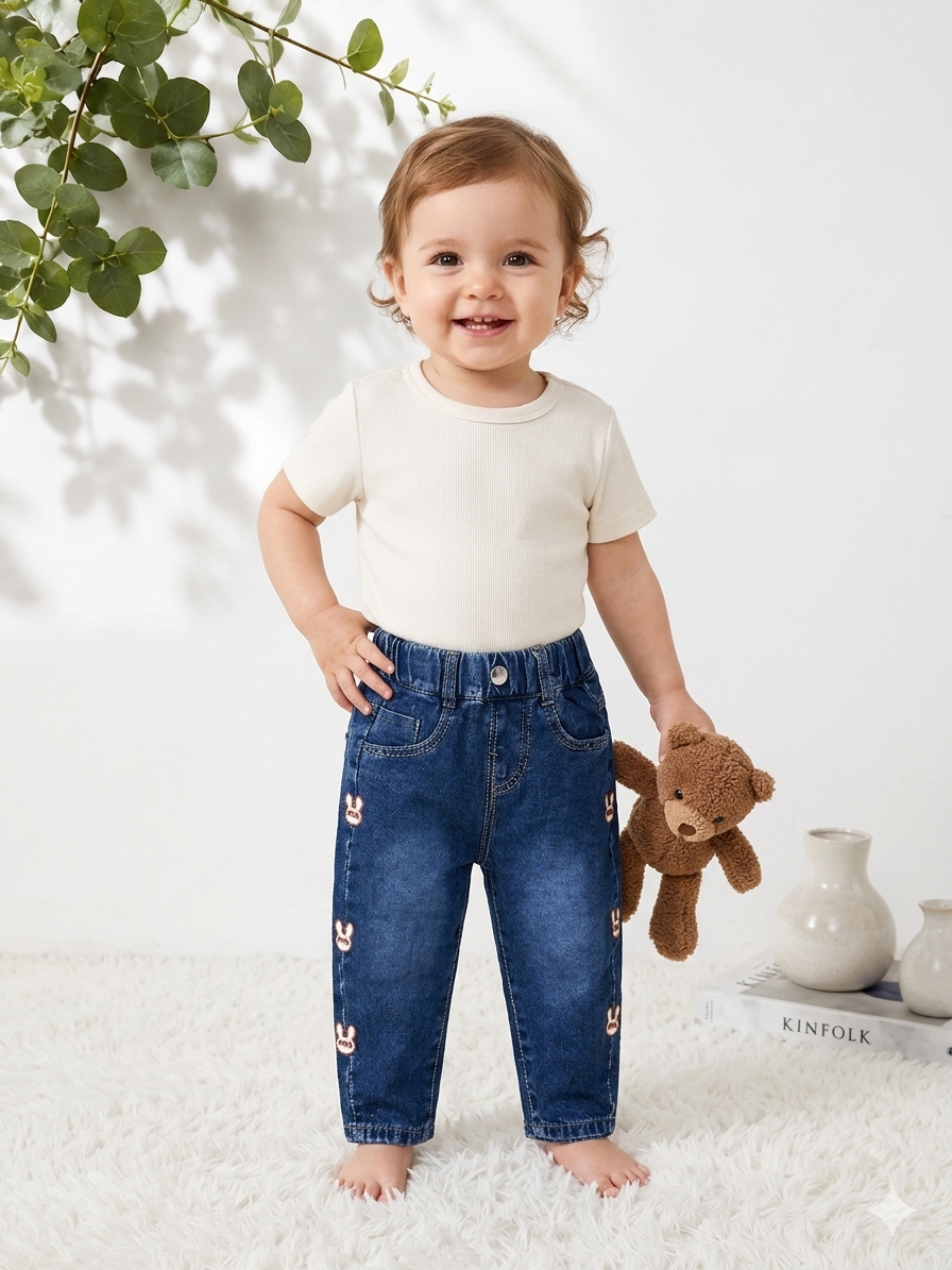 Blue Bunny Patch Denim Jeans