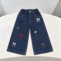 Bow Detail Wide-Leg Denim Jeans