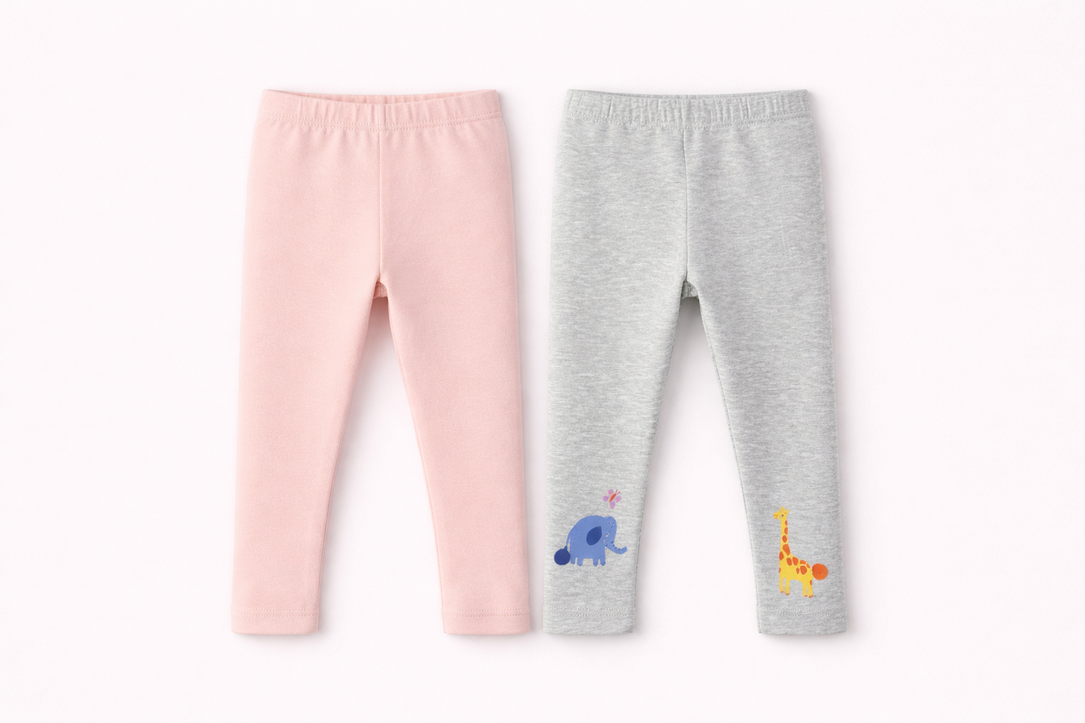 Kiabi Girls Pack of 2 Cotton Stretchable Ankle-Length Leggings