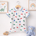 Little Cars Printed White Polo T-Shirt for Kids
