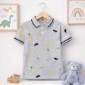 Surf & Ride Print Grey Polo T-Shirt for Kids