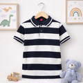 Classic Stripe Navy & White Polo T-Shirt for Kids