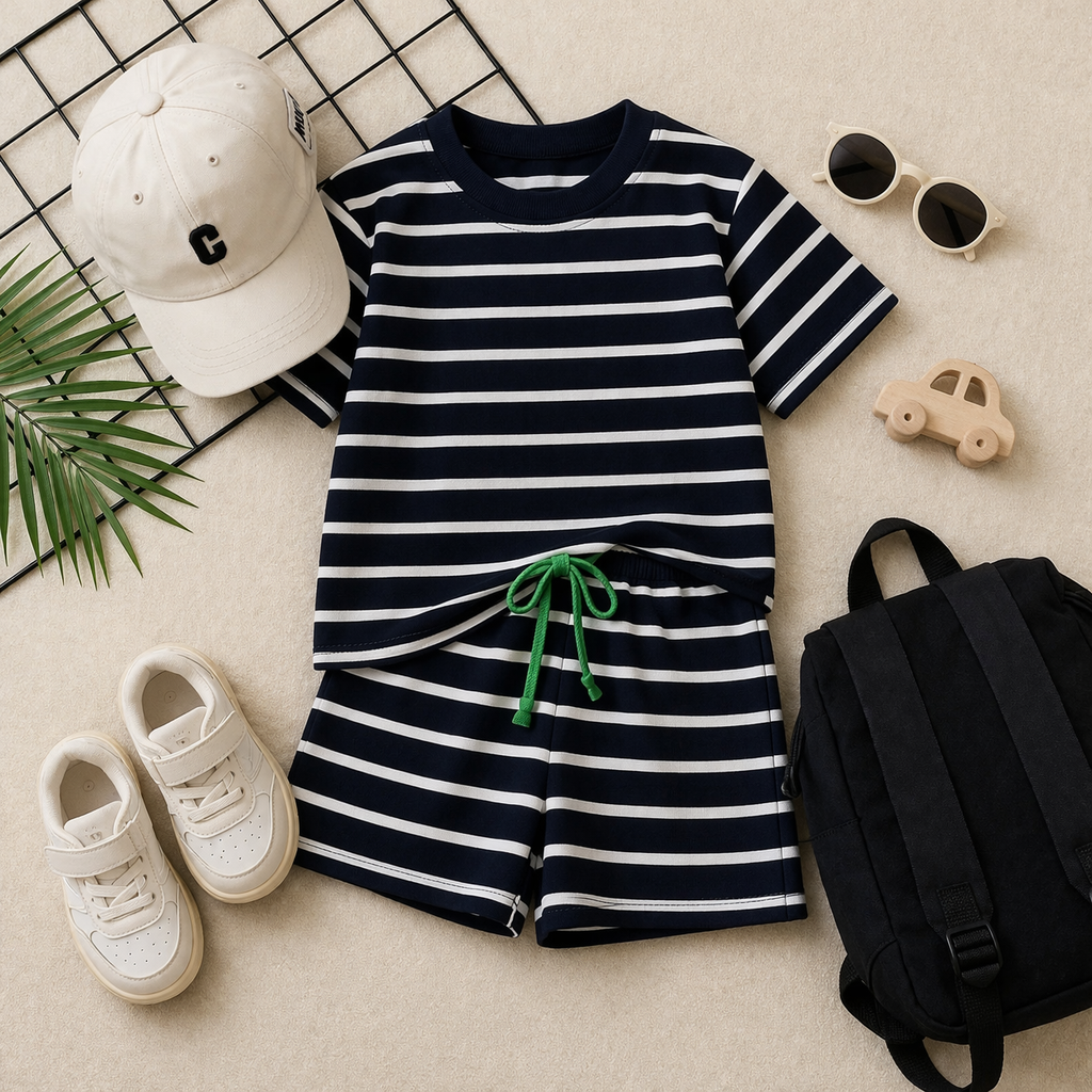 Babyhug Navy Striped Summer Co-ord Set