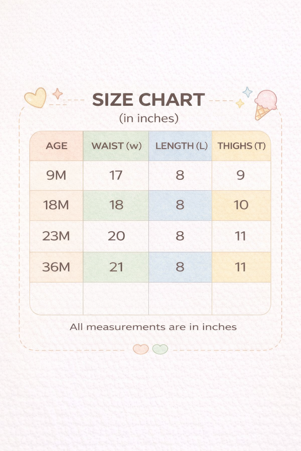 Size chart