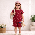 Strawberry Charm Mehroon Shorts Set