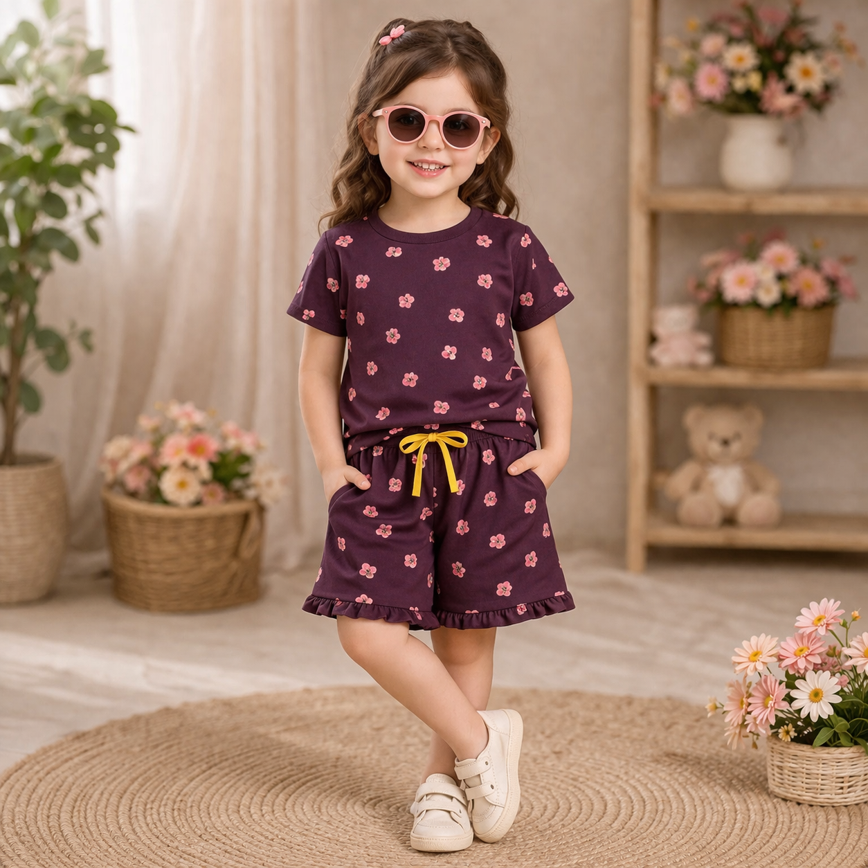 Cherry Charm Girls Shorts Set