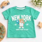 Mint Green New York Bear Cotton T-Shirt