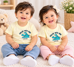 Cream Chillin’ With Dad Crocodile Print Cotton T-Shirt