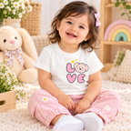 White LOVE Puppy Cotton T-Shirt