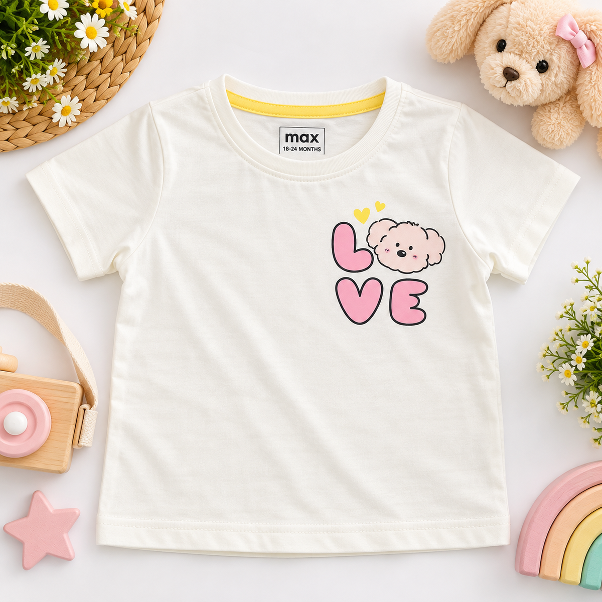 White LOVE Puppy Cotton T-Shirt