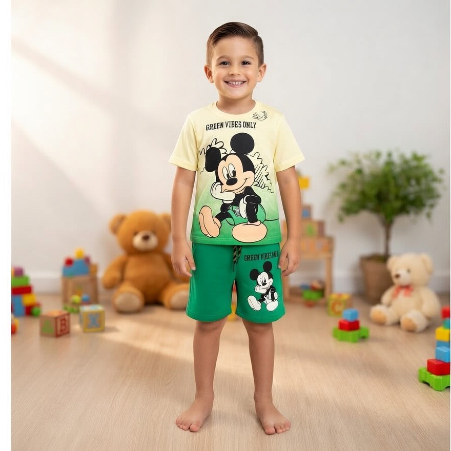 Disney Mickey Mouse Green Short Set for Boys