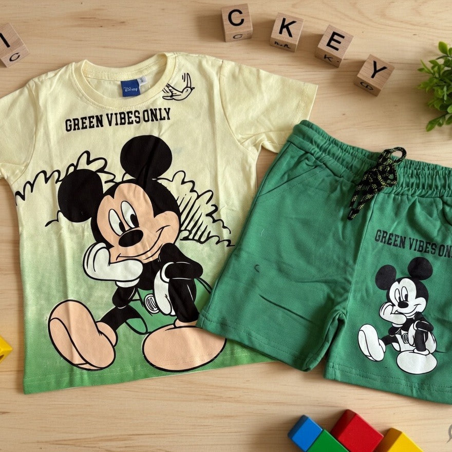 Disney Mickey Mouse Green Short Set for Boys