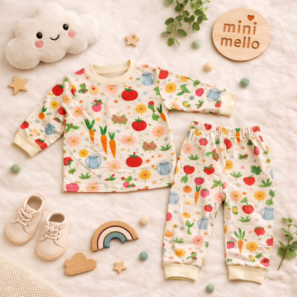 Minicute Garden Print Full Sleeve Top & Pants Set