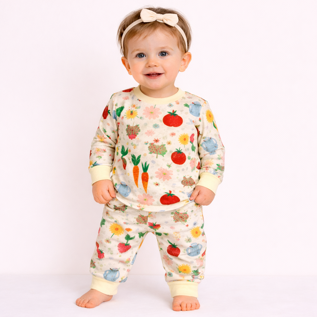 Minicute Garden Print Full Sleeve Top & Pants Set