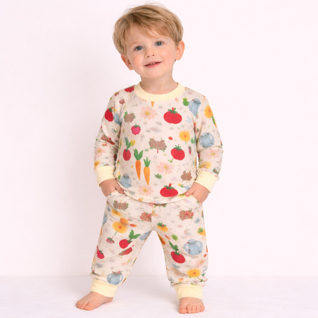 Minicute Garden Print Full Sleeve Top & Pants Set