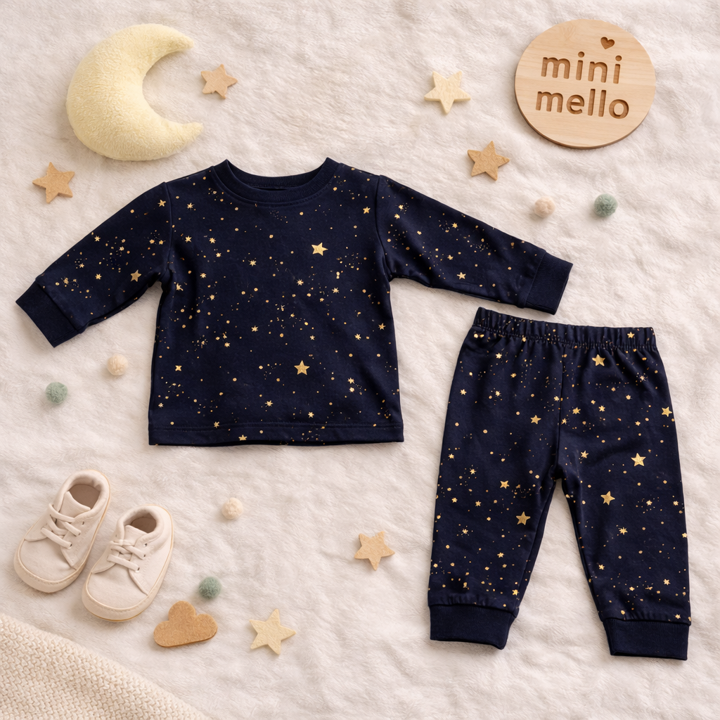Minicute Star Print Full Sleeve Top & Pants Set