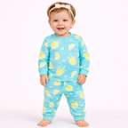 Minicute Lemon Print Full Sleeve Top & Pants Set