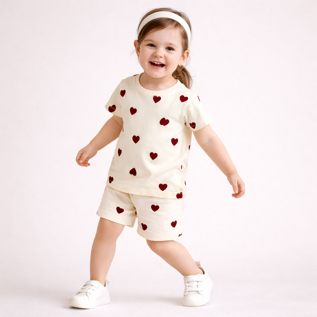 Primark Sweet Hearts Cotton Shorts Set