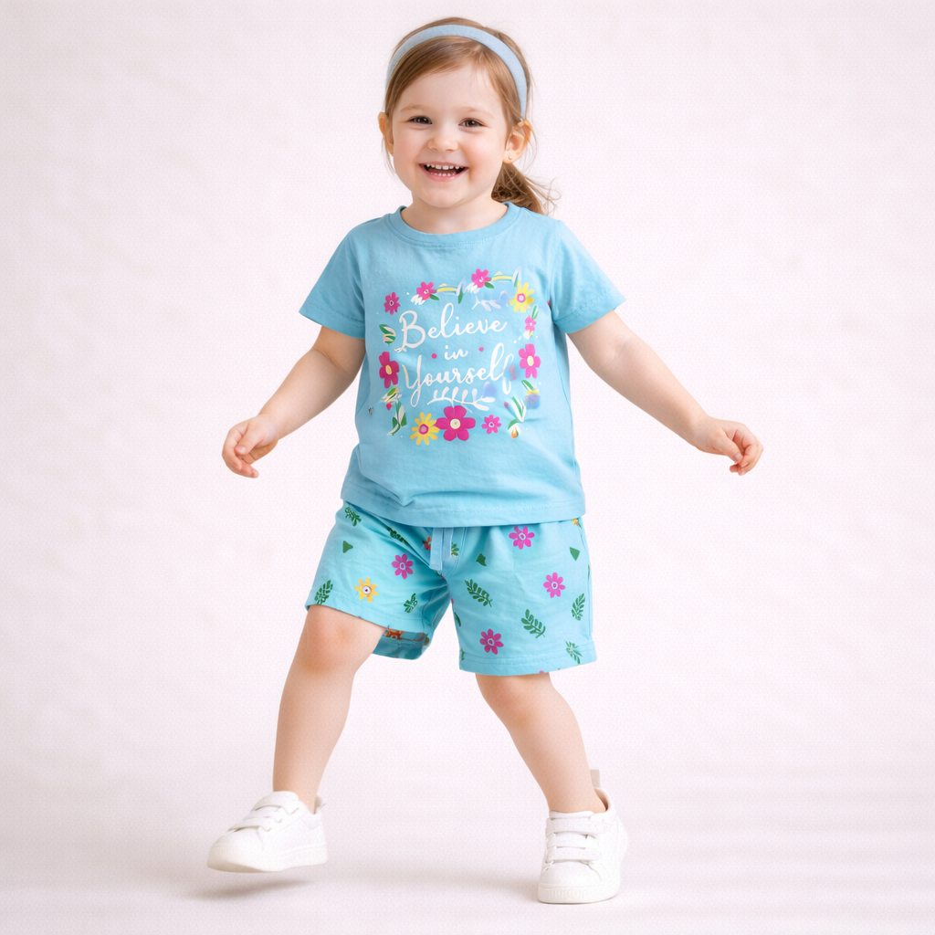 Bloom & Believe Floral Cotton Shorts Set