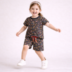 Midnight Bloom Floral Cotton Shorts Set