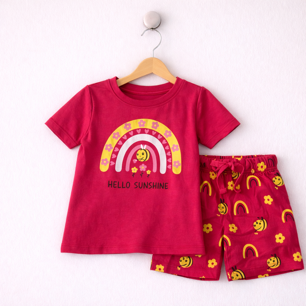 Hello Sunshine Rainbow Cotton Shorts Set