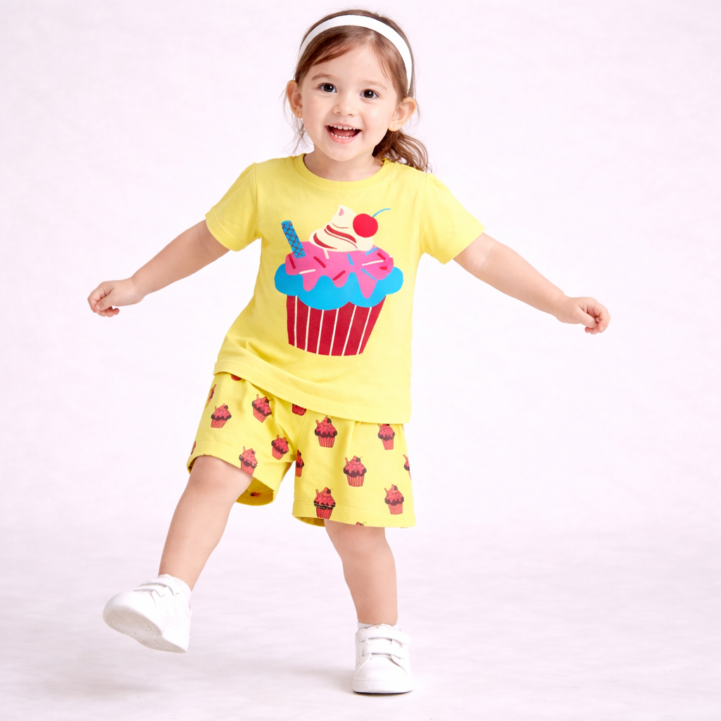 Cupcake Delight Cotton Shorts Set