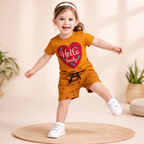 Hello Lovely Heart Print Cotton Shorts Set