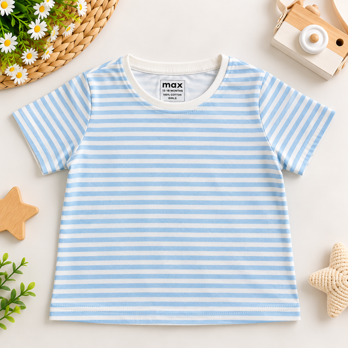 Light Blue & White Striped T-Shirt