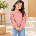 Girls Dusty Pink Floral Embroidered Sweatshirt