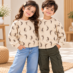Kids Beige Leopard Print Sweatshirt
