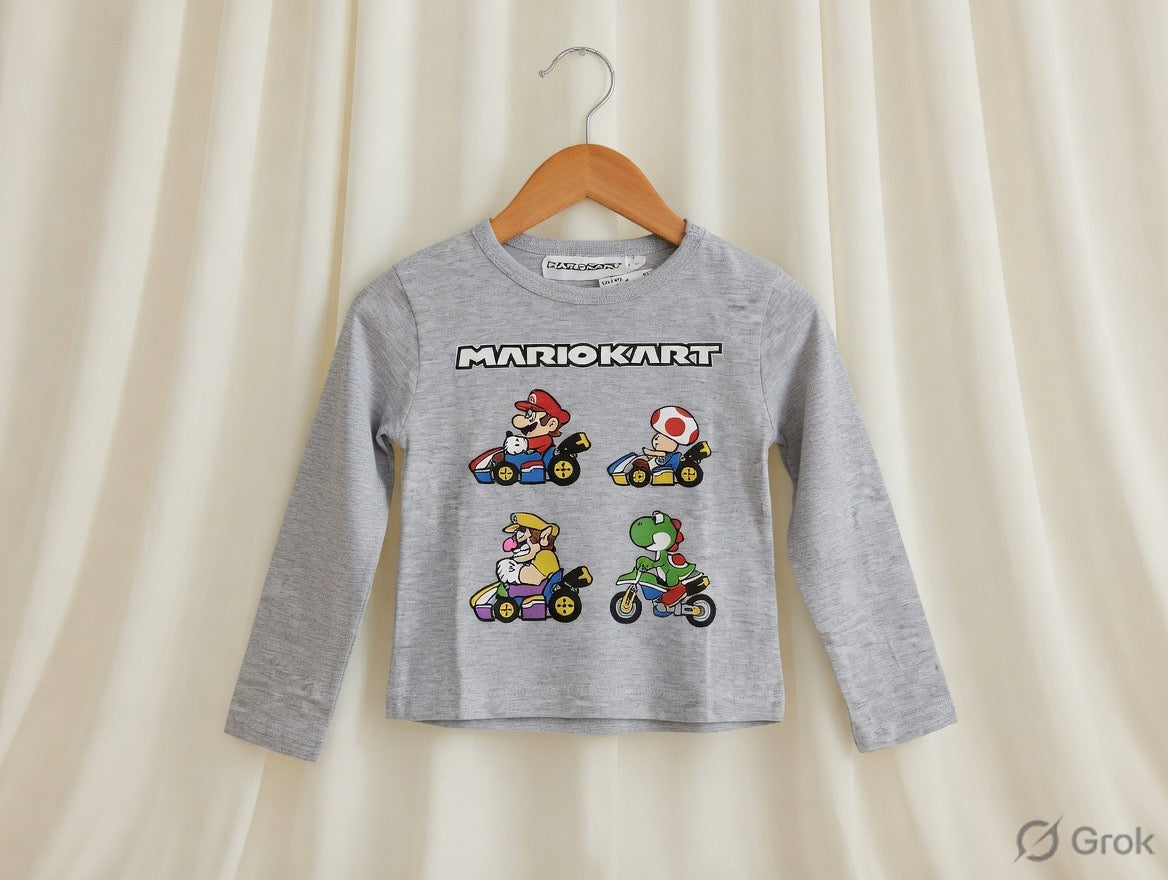 Mario Kart Printed Full Sleeve T-Shirt – Grey
