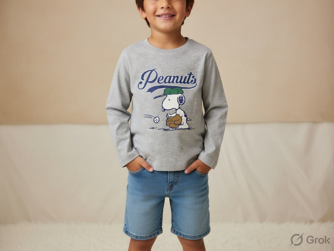 Peanuts Snoopy Printed Full Sleeve T-Shirt – Grey