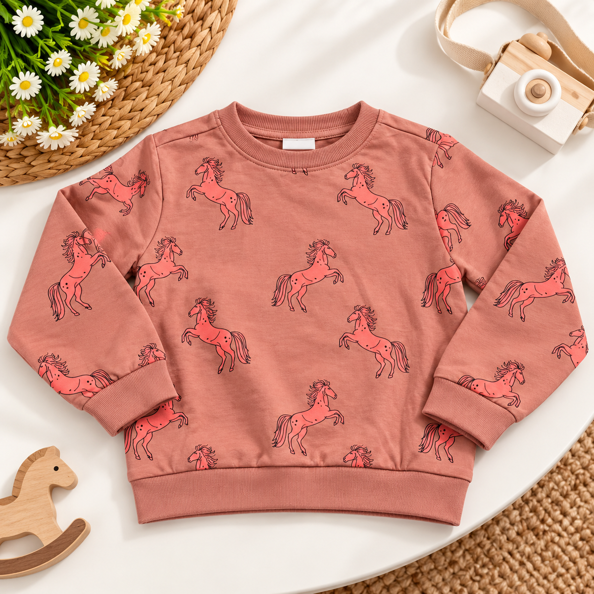 Dusty Rose Horse Print Sweatshirt